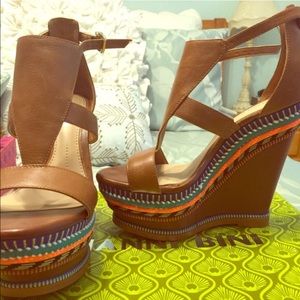 Giana Bini Cognac Wedges