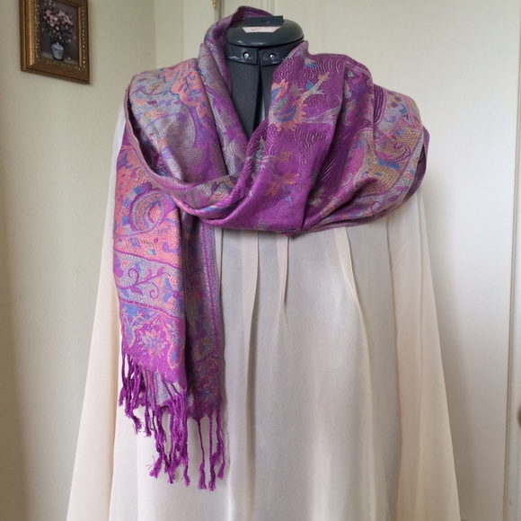 Pashmina Wrap/Scarf in Fuchsia and Pastels