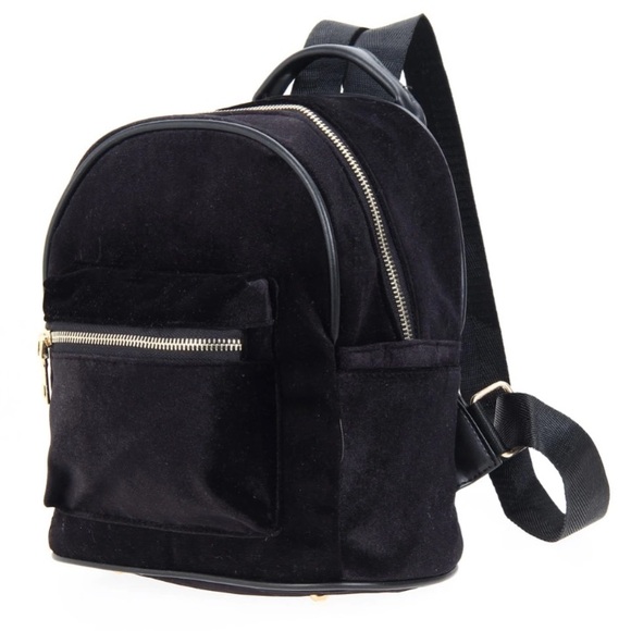 Black Velvet Mini Backpack - Picture 2 of 4