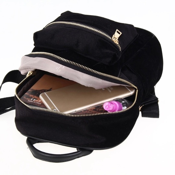 Black Velvet Mini Backpack - Picture 3 of 4
