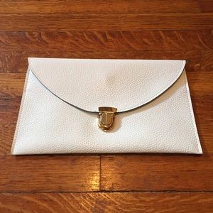 White Envelope Clutch with Gold Chain Strap