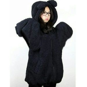 Kawaii Grey Bow Fluffy Hoodie
