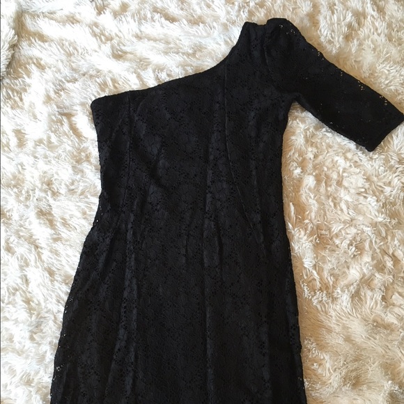 One shoulder black cocktail dress