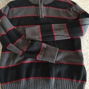 Boys striped mock zip sweater 10/12
