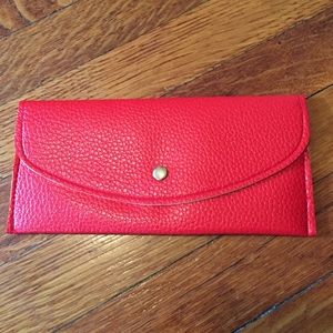 Red PU Leather Clutch Wallet