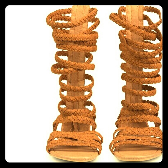 Twisted Daisy Faux Suede Tall Braided Gladiators