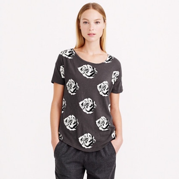 JCREW Pop Art Rose Print Tee