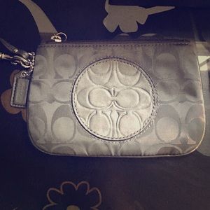 Signature Coach Grey Wristlet