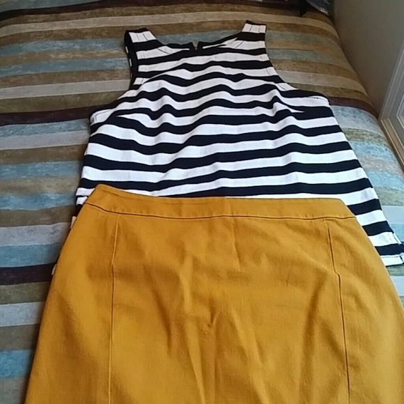 Mustard yellow loft pencil skirt