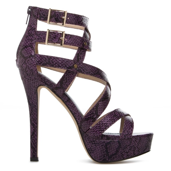 Purple Faux-leather Platform Sandals with Zipper