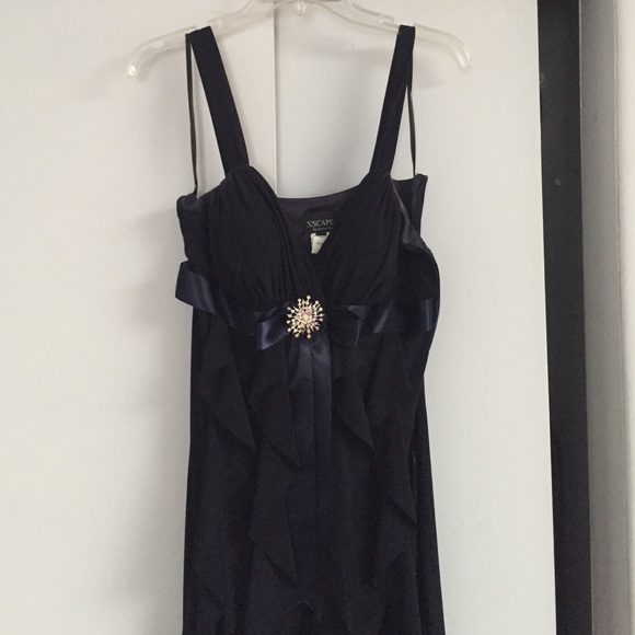 Navy blue gown with side zipper