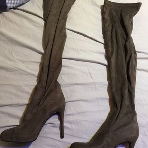 Thigh high grey boots