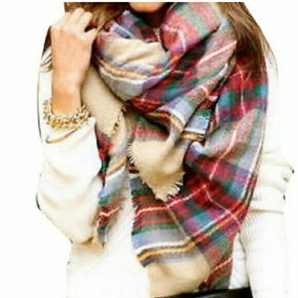 ONE LEFT! oversized plaid tartan blanket scarf - Picture 3 of 6