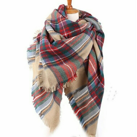ONE LEFT! oversized plaid tartan blanket scarf - Picture 2 of 6