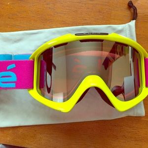 neon pink ski goggles