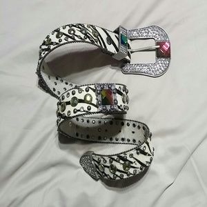 Zebra bling belt