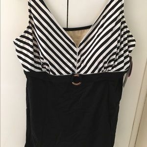 Avenue New Nautical Bathing Suit Swim Dress Sz 24