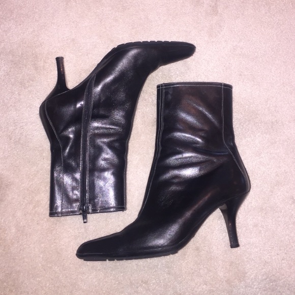 Black Leather Coach Booties