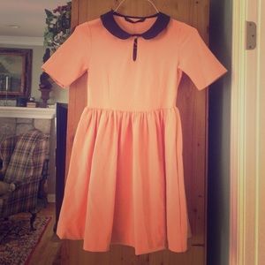 Zara light salmon with navy blue collar dress