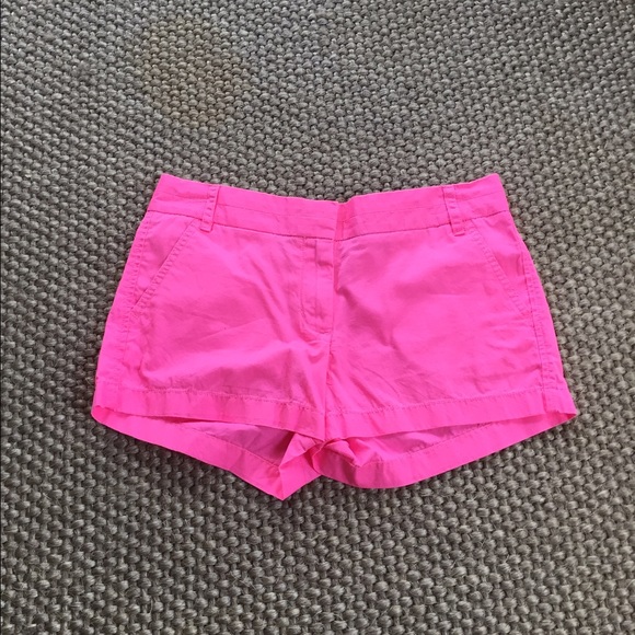 Bright pink city fit jcrew shorts