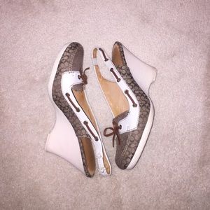 Coach sling back wedge heel