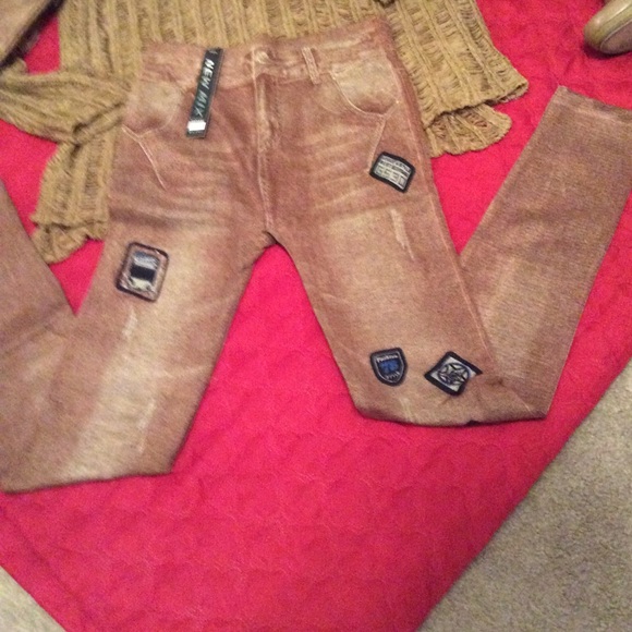 🎄 Spandex Poly mix Carmel Jeggings. - Picture 1 of 4