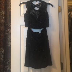 Rachel Allan Black Beaded Two Piece Dress