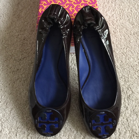 NWOT Tory Burch Reva Contrast Patent Flat,Sz 9