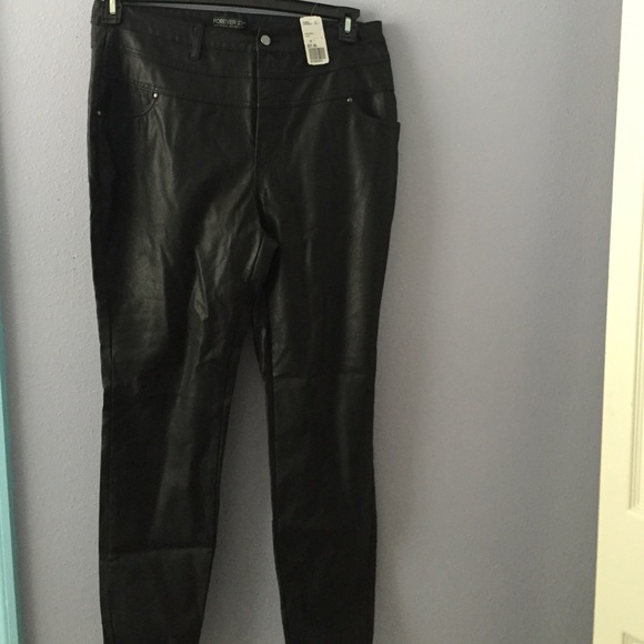 Forever21+ Black Hight waist foe leather pants.