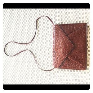 Vintage faux croc skin clutch with strap
