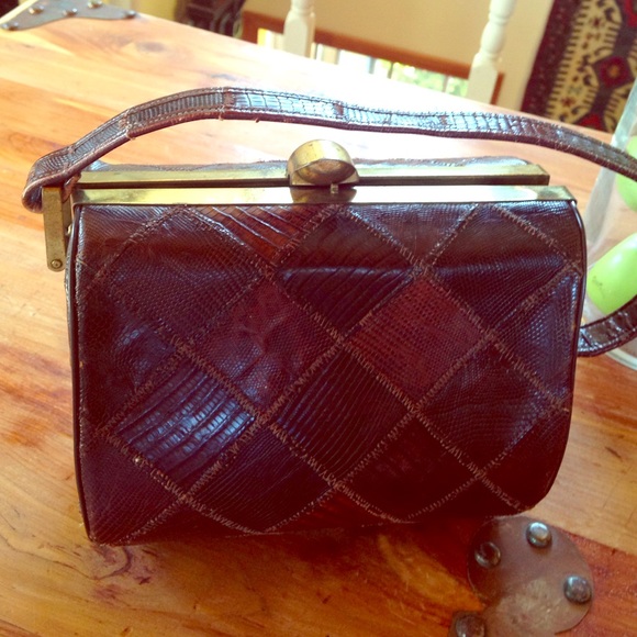 Vintage crocodile skin multi-brown little purse