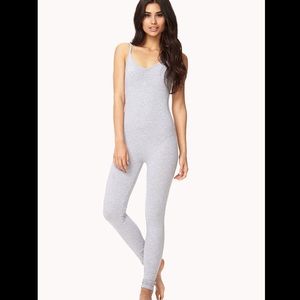 Forever21 BASIC KNIT GRAY JUMPSUIT
