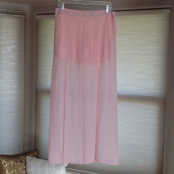 Slit see through maxi skirt