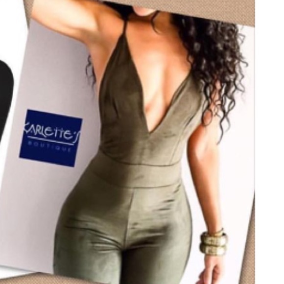 Green suede jumpsuit