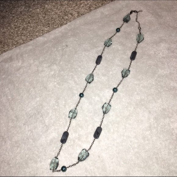 Grey/ blue long necklace