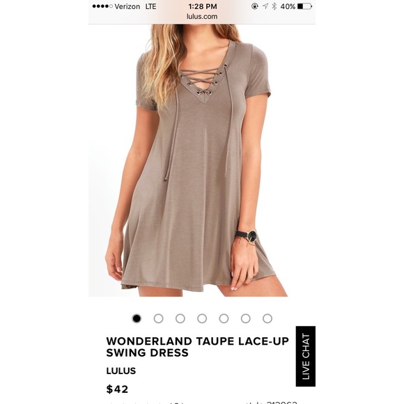 LULU'S WONDERLAND TAUPE LACE-UP SWING DRESS S