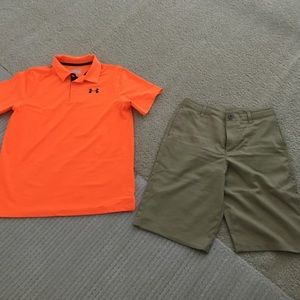 Boys under armour polo shirt n shorts sz xl