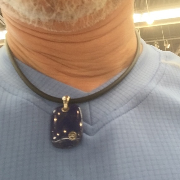 David Yurman 25 mm lapis pendant with sterling.