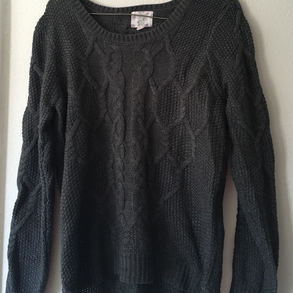 Stone Gray Cable Knit Sweater