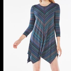 Multi-color striped jersey knit dress "Carmela"