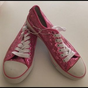 Hot Pink Sequined Converse-like Sneakers size 9 😊