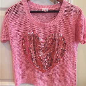 Girls Short sleeve see through sweater Top