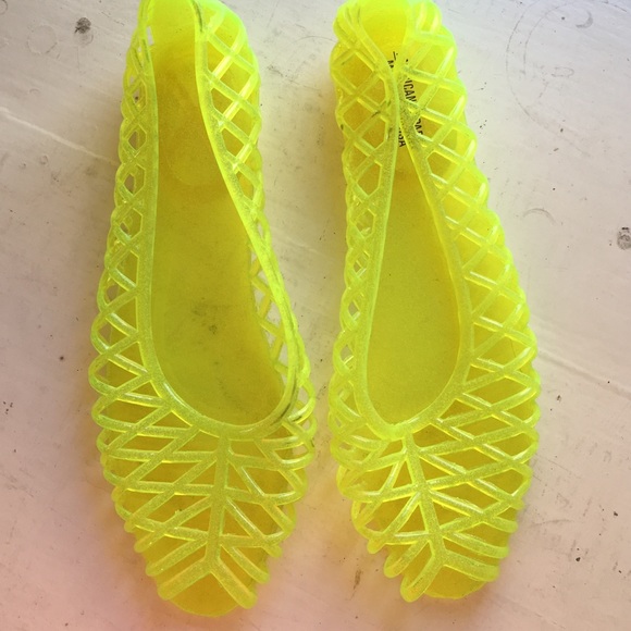 Neon Yellow/Green Jelly Flats