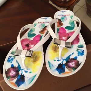 Designer Coach Flip Flops w/ bow tie.