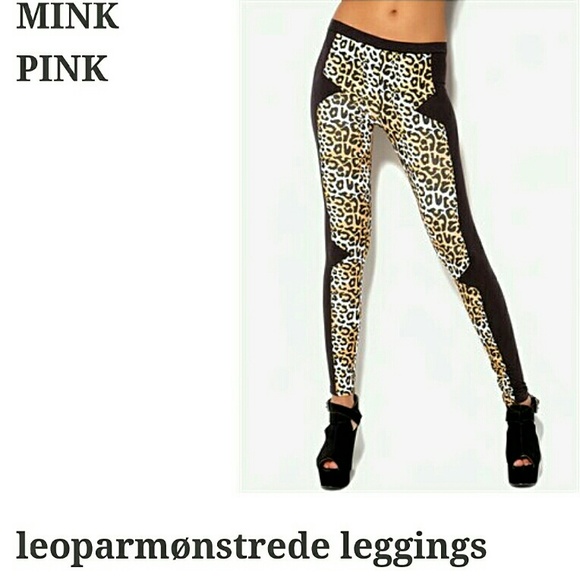 MINKPINK Small Black Leopard Print Leggings NWT - Picture 2 of 4