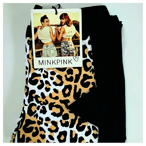 MINKPINK Small Black Leopard Print Leggings NWT - Picture 3 of 4