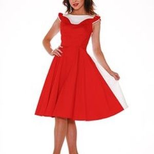 Hearts and Roses Red & White, Cap-Sleeved, Dress