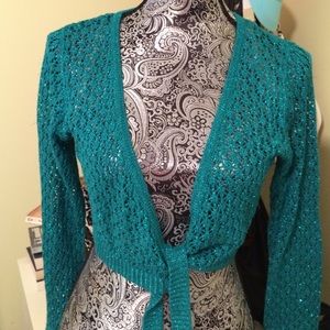 Green sparkly Metallic bolero shrug size L
