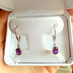 Sterling silver and amethyst drop earrings