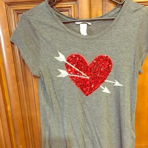 H&M sequin heart shirt